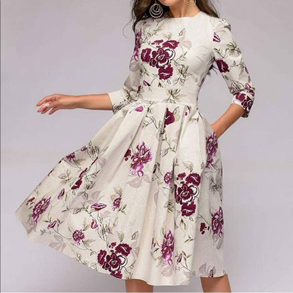 Dress - white with red & pink flowers - not my photos -> taken from Amazon
